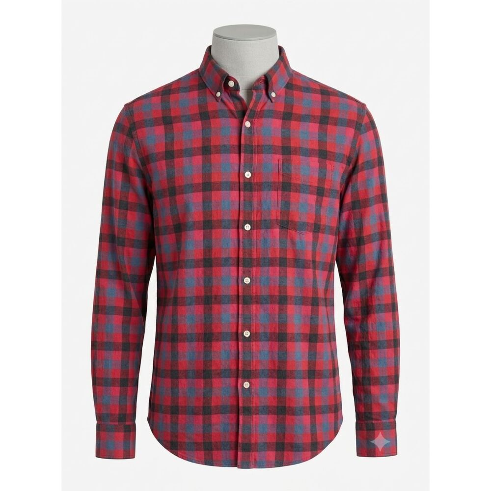Bonobos Standard Fit Button Down Shirt Mens Medium M Red Grey Plaid Gingham